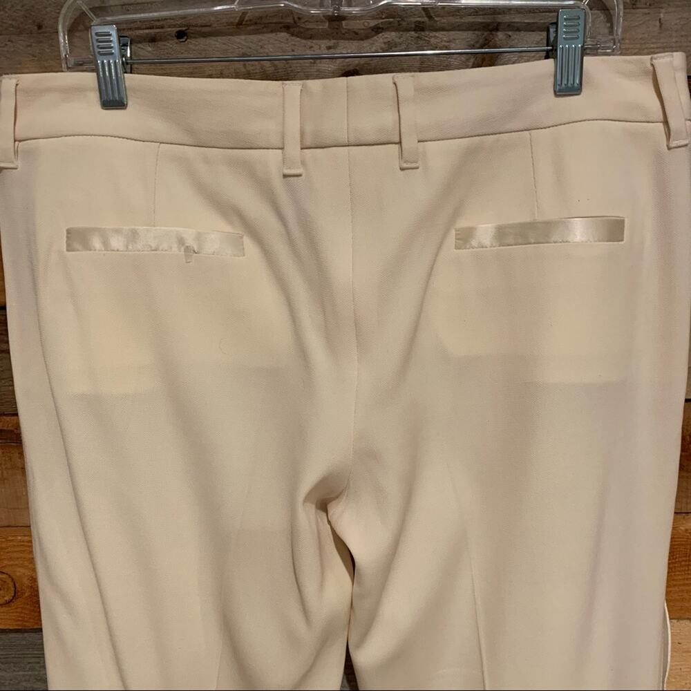 Dolce & Gabanna Cream Satin Trim Tux Stripe Wide Leg Trousers Wool/Silk Size 46‎ - Picture 10 of 14